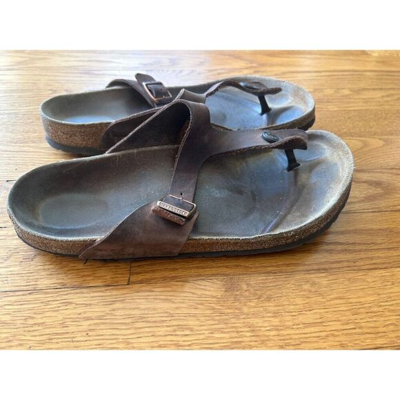 Birkenstock Gizeh Leather Unisex Sandal Brown Men 10/10.5 Women 11 - Picture 10 of 11